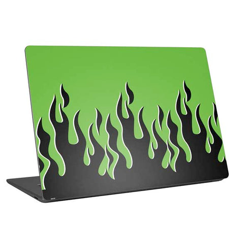 Green Flames Laptop Skins